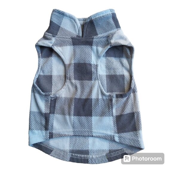 Born To Be Loved Blue/Gray/Black Buffalo Plaid Pullover Dog Shirt W/D-Ring - M - Picture 2 of 6